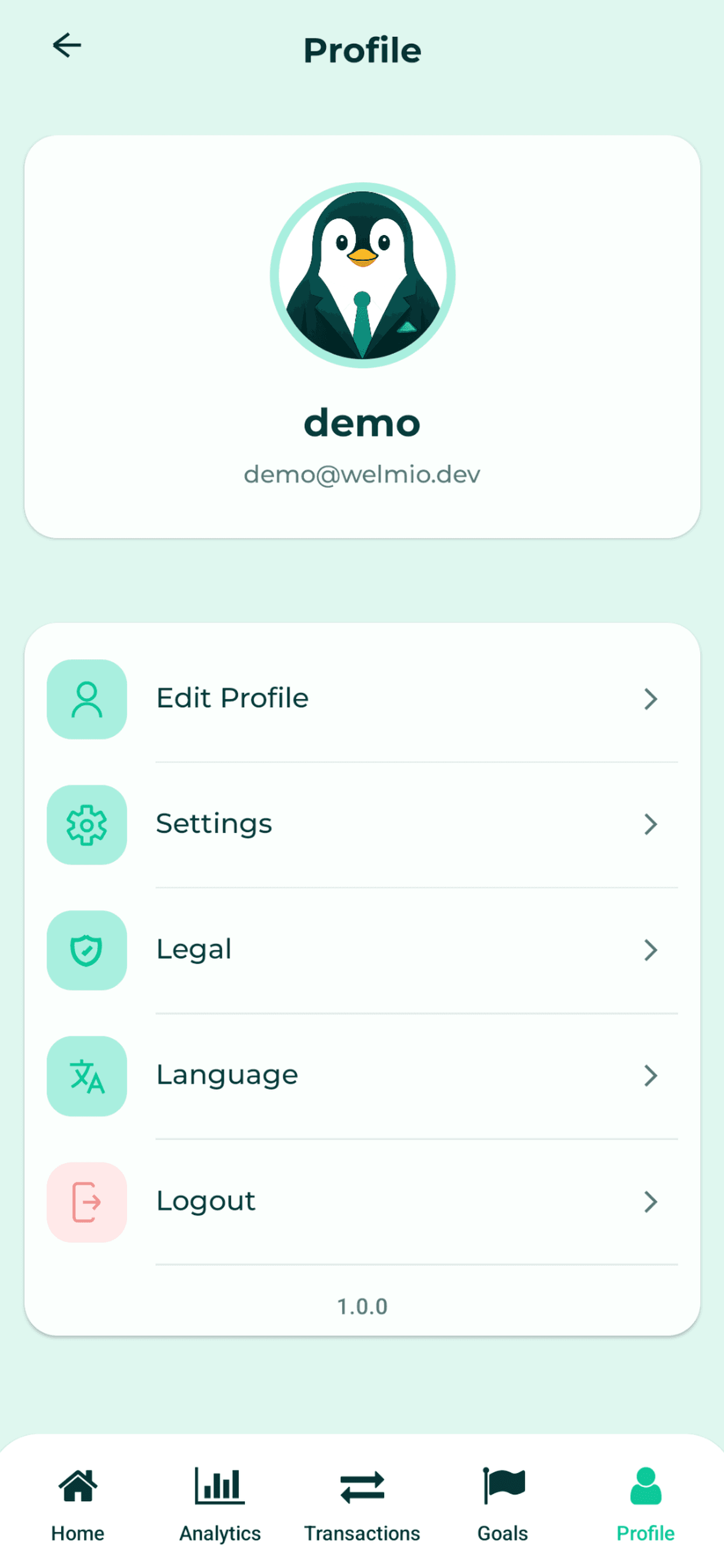 Welmio Profile screen