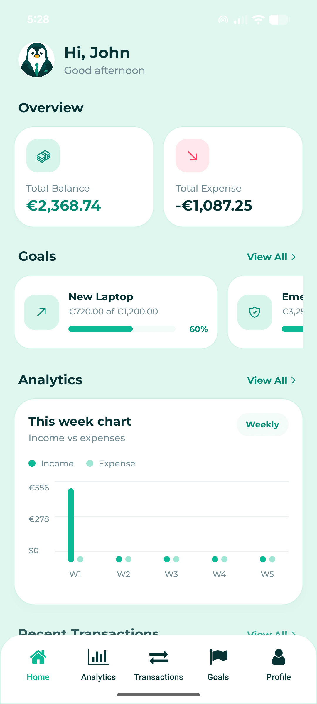 Welmio Overview screen